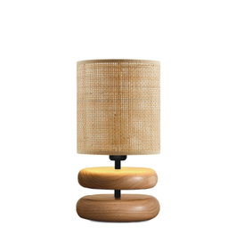 Opviq Lámpara de Mesa de Madera y Bambú Beige